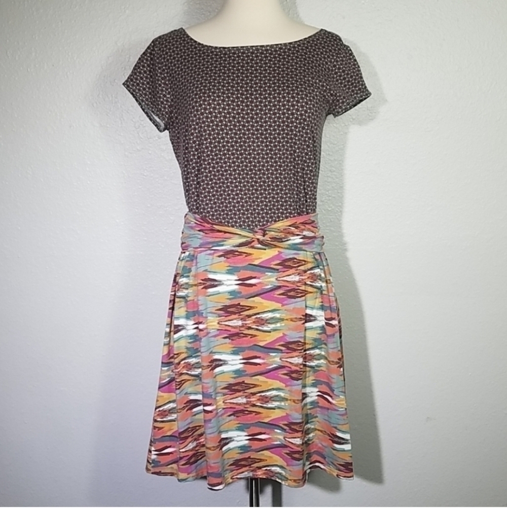 Modcloth Blue Platypus Mixed‎ Media Feather Dress S